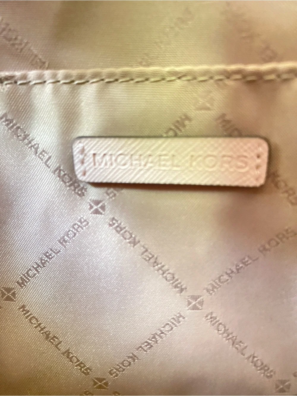 Michael Kors Staffiano Leather Shell Crossbody Bag Blush Pink Gold Chain